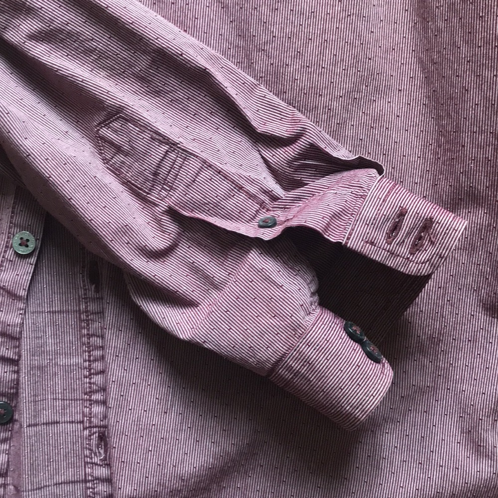 Euc Tom Tailor Button Down Maroon Collared Shirt … - image 4